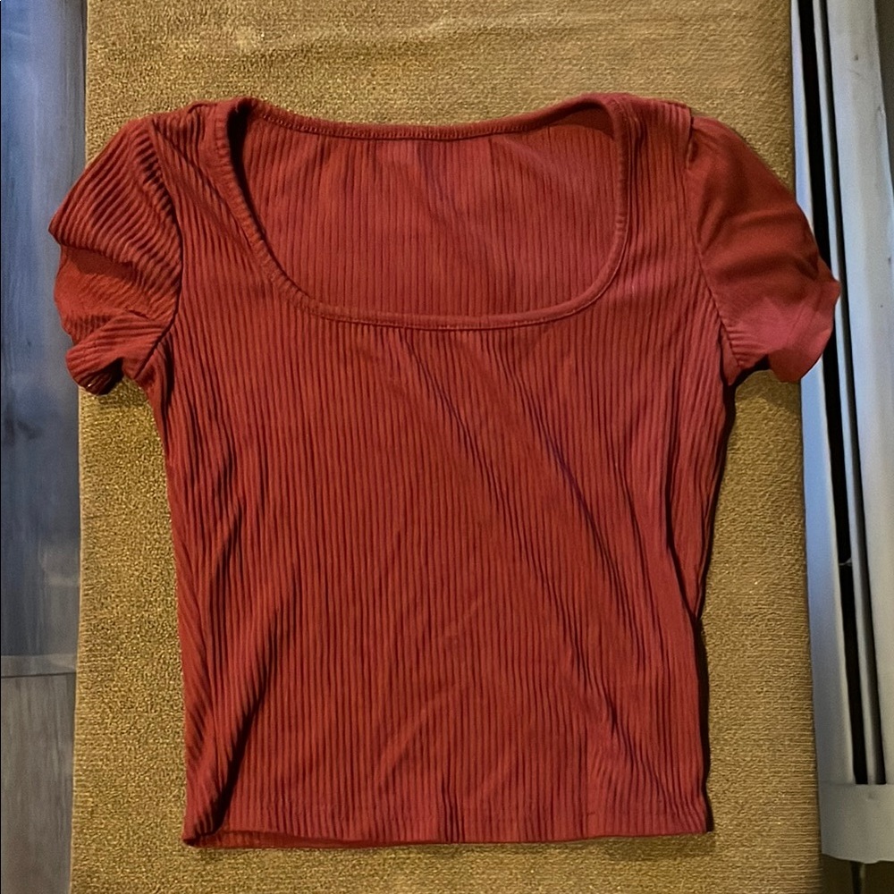 Women's Ribbed Red Top